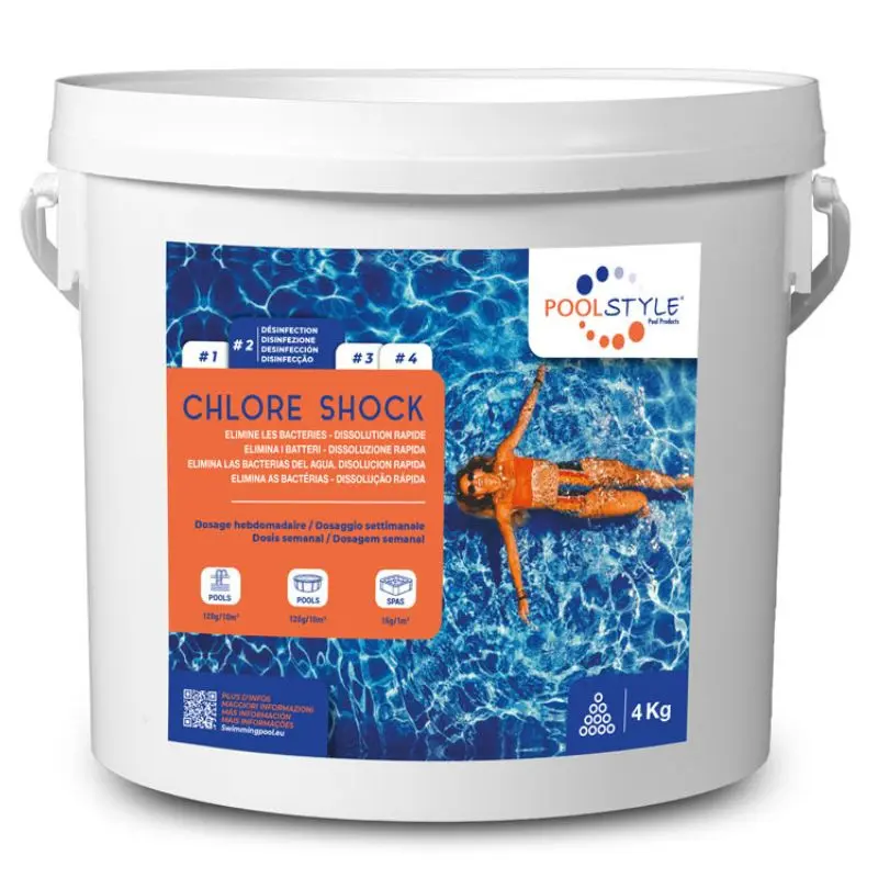chlore choc piscine POOLSTYLE 4 kg – granules stabilisés