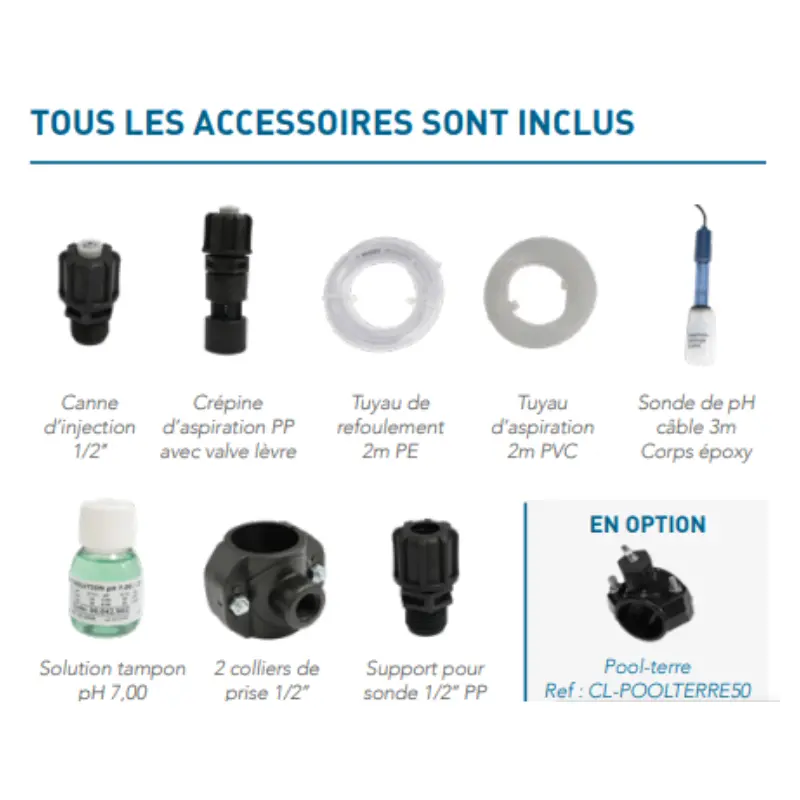 Accessoires Pompe doseuse pH piscine – kit complet