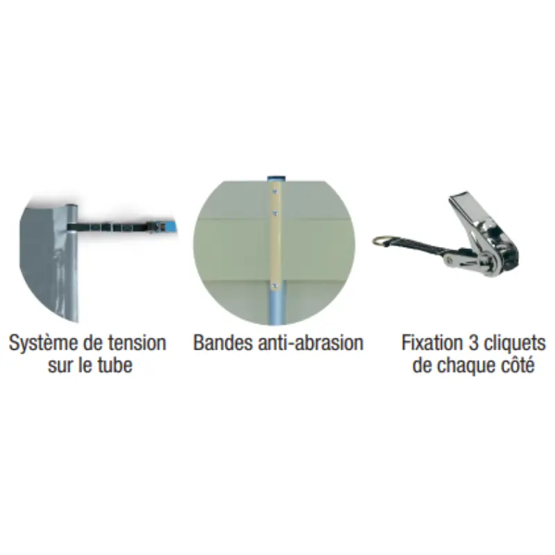 Bandes anti-abrasion sous couverture à barres et Accessoires de fixation couverture à barres COOL COVER – sangles et cliquets