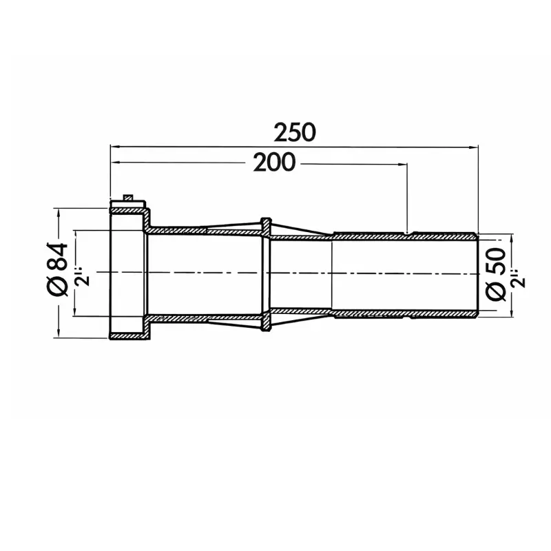 Traversée de paroi liner Emaux EMX-250-0013 (91602502) vue 3/4 sur fond blanc