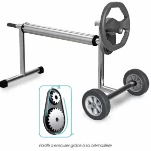 KOK-700-8018 Enrouleur Kokido T Luxe Easy Presto avec volant et roues larges pour bâche piscine Système Presto de l enrouleur Kokido pour réduire l effort d enroulement