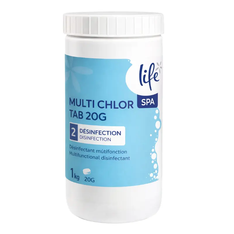 LIFE Multi Chlor Tab 20 g 1 kg chlore multifonction pour spa