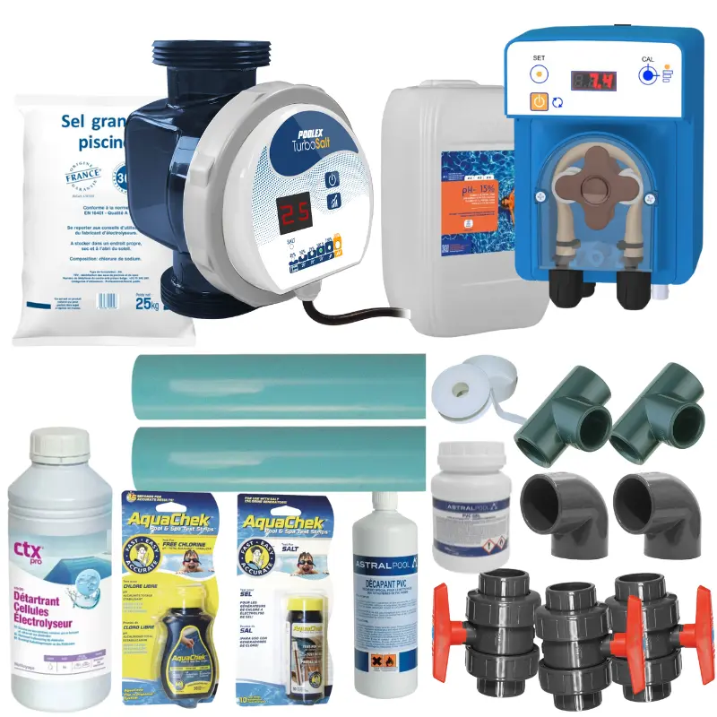 Pack électrolyseur au sel Poolex Turbo Salt 30 à 80 m3 complet