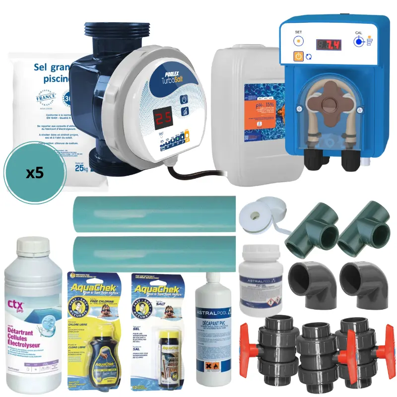 Pack passage au sel piscine 30 m3 complet Poolex Turbo Salt 300