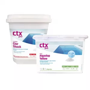 Pack algues moutarde piscine Essentiel – CTX-17 Algastop Yellow + chlore choc CTX-200GR 5 kg