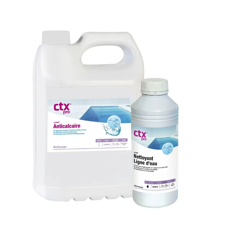 Pack anti-calcaire piscine Essentiel – Anti-calcaire CTX-607 5 L + Gel ligne d’eau CTX-56 Netoline 1 L