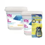 Pack chlore choc piscine Essentiel – AquaChek jaune 4-en-1 + pH Minus CTX-10 5 kg + CTX-200GR ClorShock 5 kg