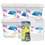 Pack chlore choc piscine Premium – AquaChek 7 + 2x pH Minus CTX-10 + Alka Plus CTX-21 + CTX-200GR + CTX-500 + chlore lent CTX-370
