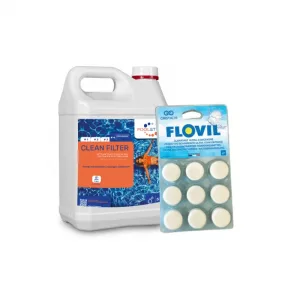 Pack eau trouble piscine Essentiel – Flovil 9 pastilles + nettoyant filtre 5 L Pack eau trouble piscine Essentiel – Flovil 9 pastilles + nettoyant filtre 5 L
