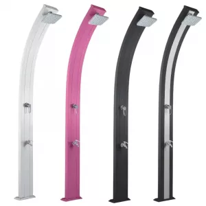 Douche solaire Spring 30L – 4 coloris disponibles : anthracite, anthracite/alu brossé, rose et gris métallisé