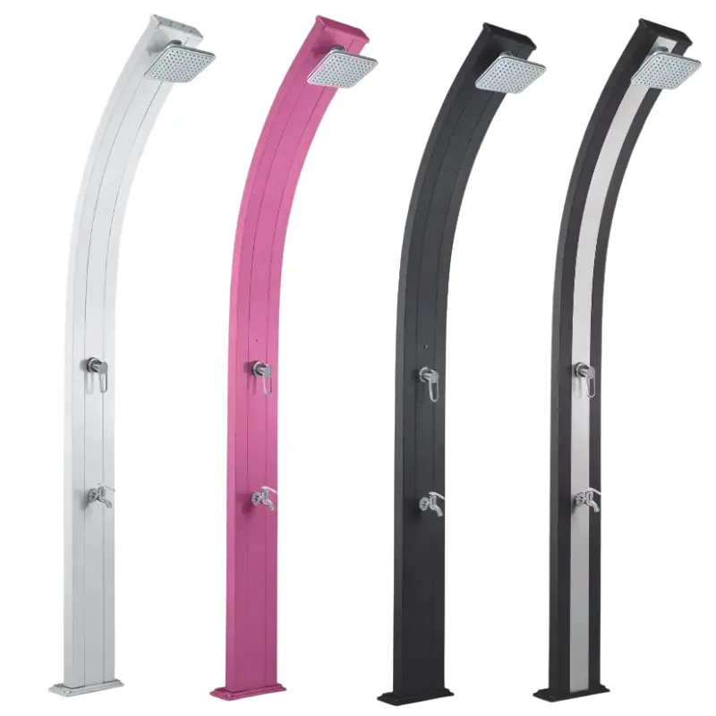 Douche solaire Spring 30L – 4 coloris disponibles : anthracite, anthracite/alu brossé, rose et gris métallisé