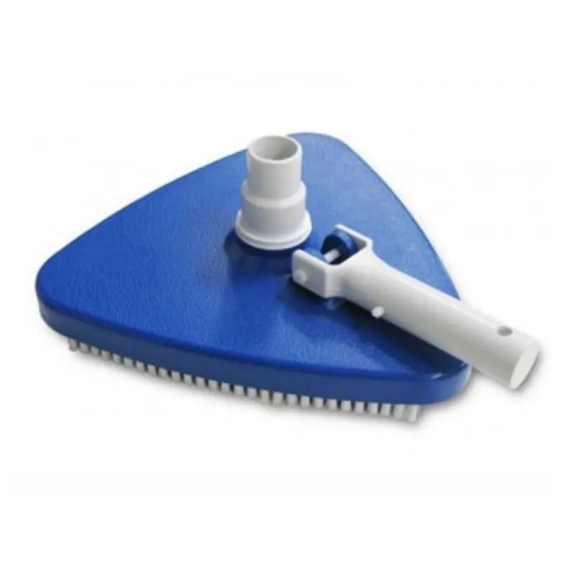 Tête de balai aspirateur piscine triangulaire bleue avec brosses pour nettoyage manuel du fond