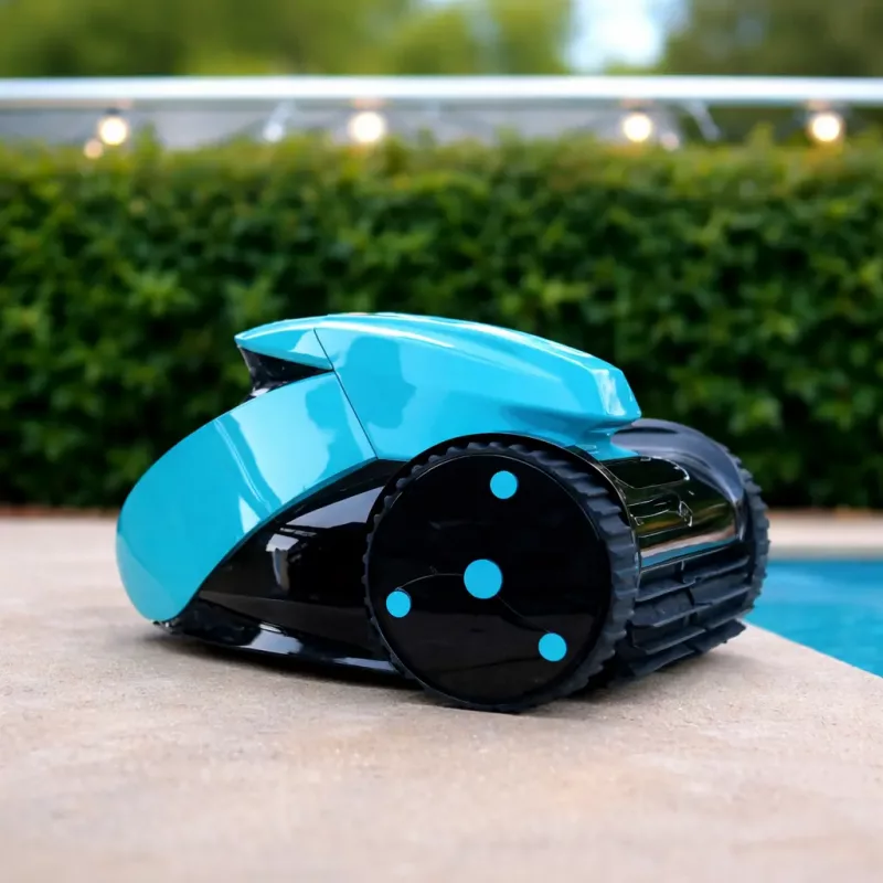 Robot nettoyeur piscine sans fil Poolstyle 3WD gros plan sur margelle