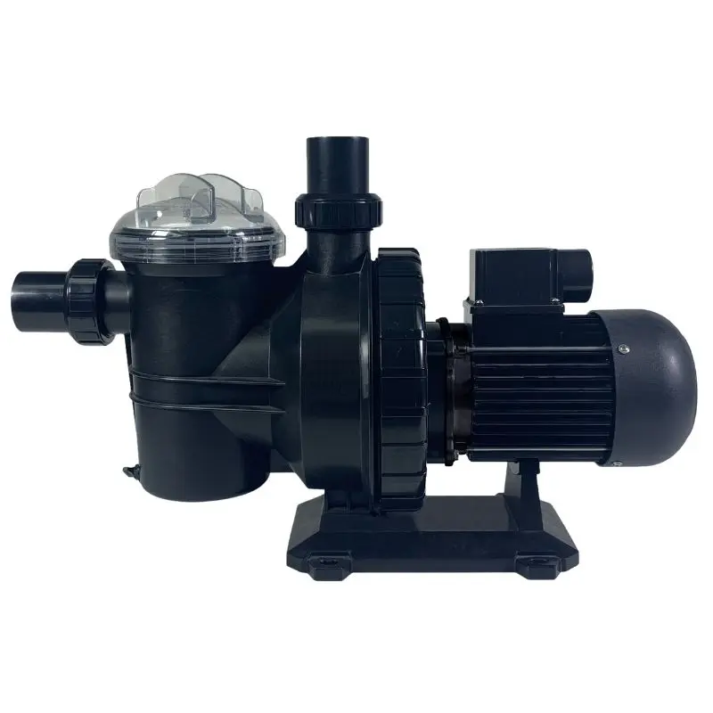 Pompe de filtration piscine Poolex Tonic’line vue de profil avec préfiltre transparent