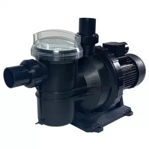 PF-TNC050-PF-TNC075-PF-TNC100-PF-TNC150 Pompe de filtration piscine Poolex Tonic’line vue de face 3/4 avec couvercle de préfiltre transparent