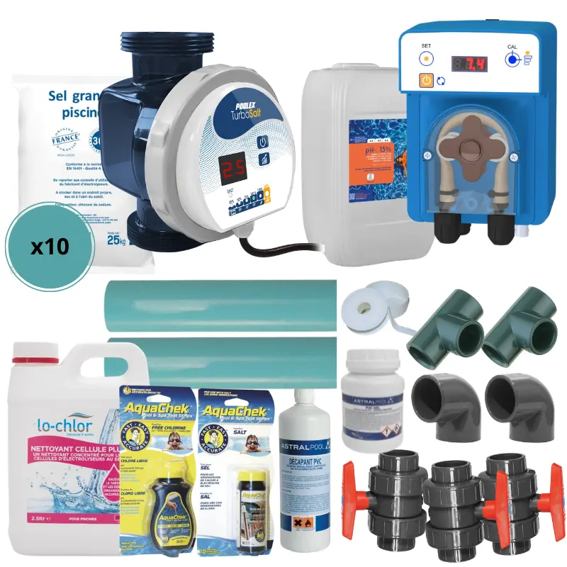 Pack passage au sel piscine 60 m3 complet Poolex Turbo Salt 600