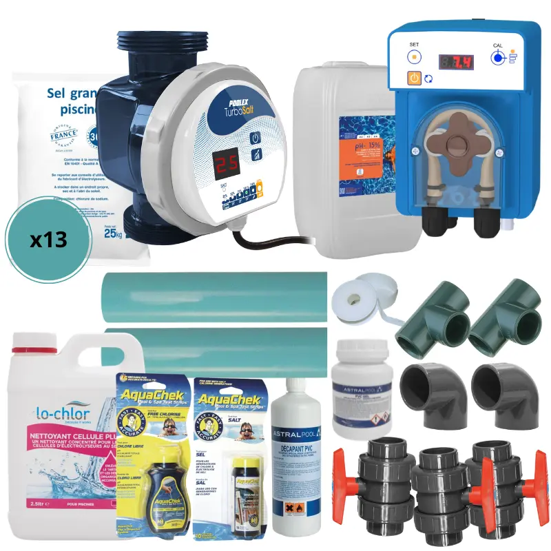 Pack passage au sel piscine 80 m3 complet Poolex Turbo Salt 800