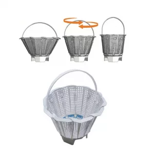 Panier de skimmer universel Ø140 à Ø230 H150 avec anse et clips