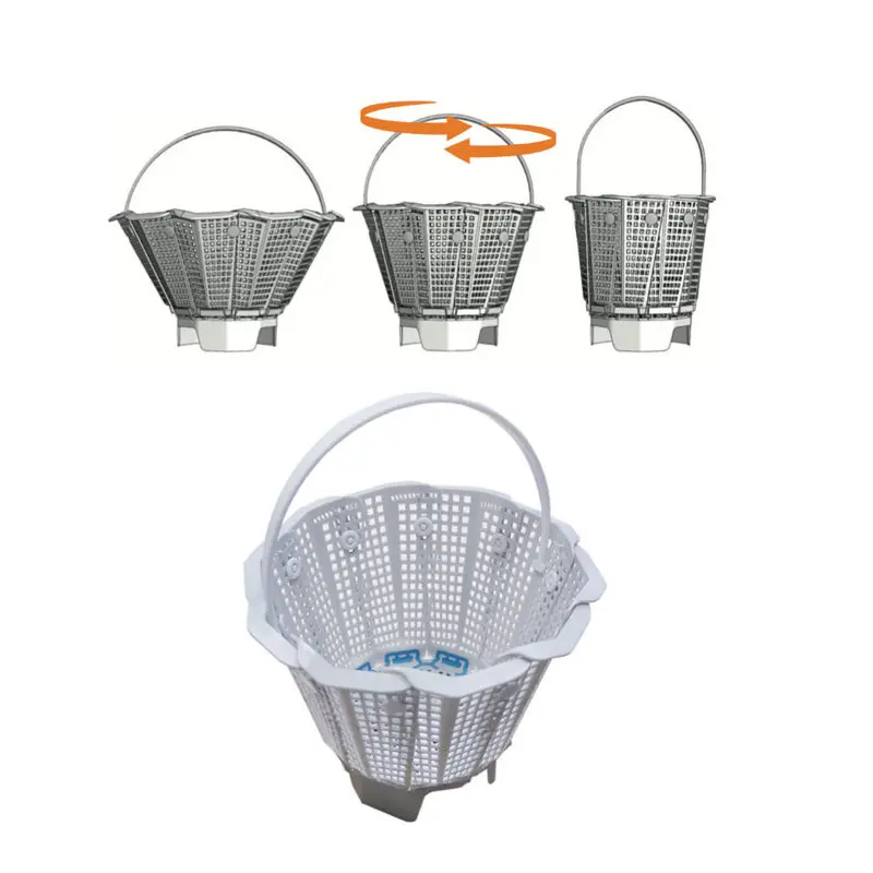 Panier de skimmer universel Ø140 à Ø230 H150 avec anse et clips