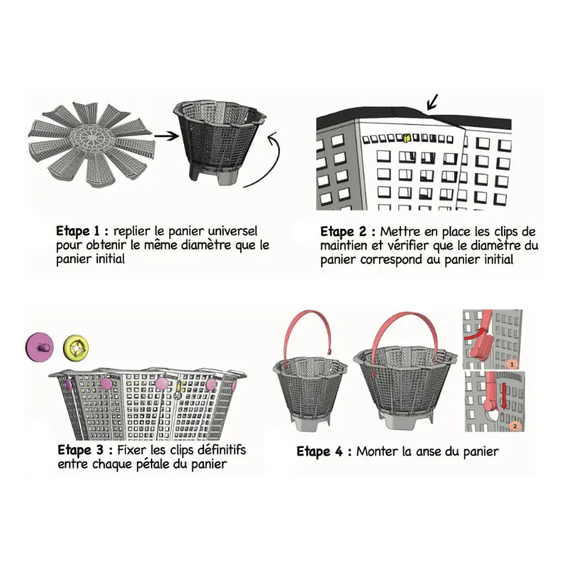 avant/après” dans skimmer : “Panier universel réglable installé dans skimmer