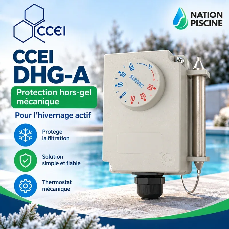 Boîtier CCEI DHG-A avec sonde, présenté comme solution de protection hors-gel mécanique pour l’hivernage actif