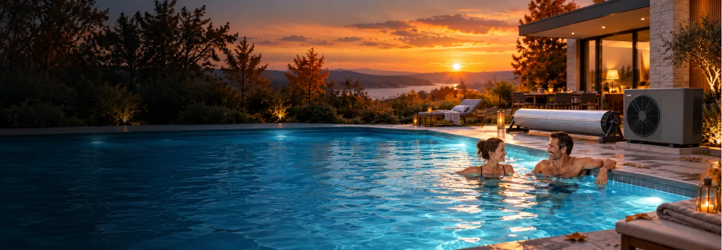 Piscine chauffée en automne pour prolonger la saison de baignade
