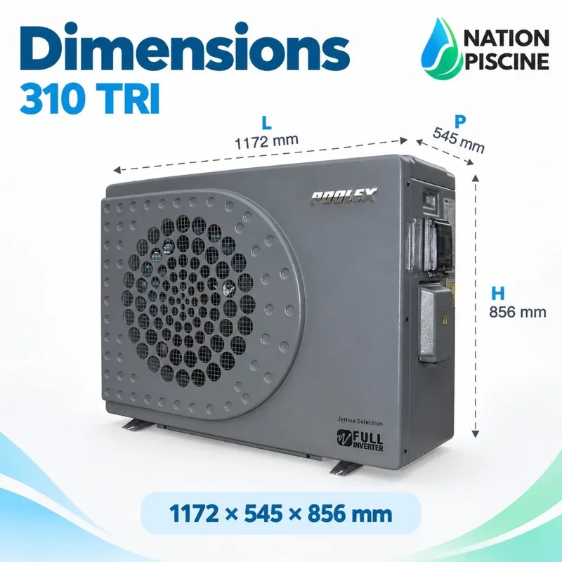 Dimensions de la Poolex Jetline Selection Fi 310 TRI : 1172 × 545 × 856 mm