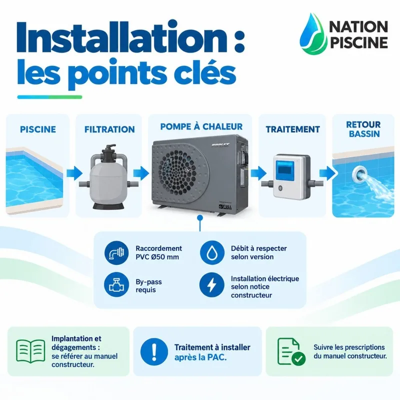 Schéma d'installation de la Poolex Jetline Selection Fi entre la filtration et le traitement de l'eau