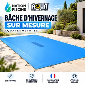 Bâche d’hivernage sur mesure Aquafermetures pour piscine enterrée