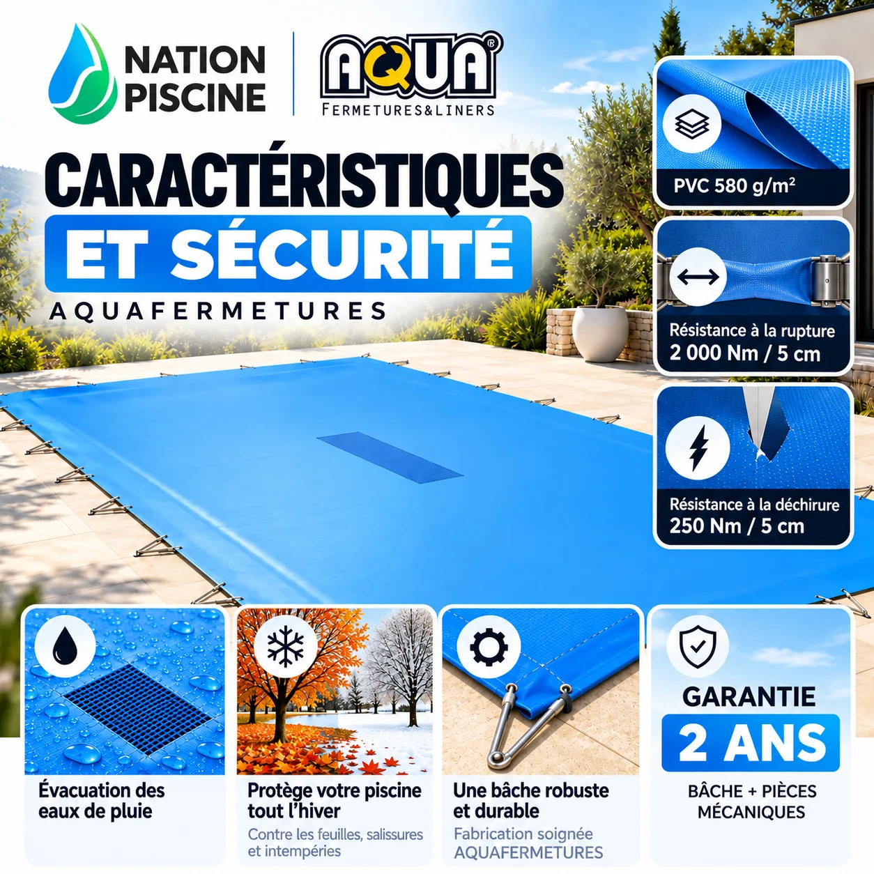 Caractéristiques et sécurité bâche d’hivernage Aquafermetures