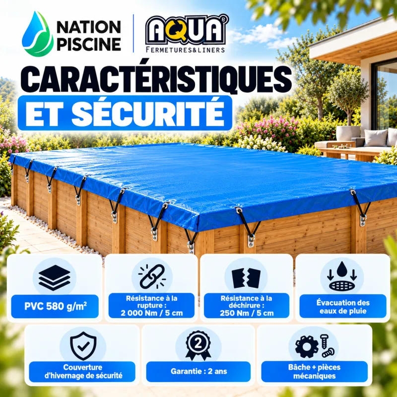 caracteristiques-securite-bache-hivernage-piscine-bois Caractéristiques et sécurité bâche d’hivernage piscine bois Aquafermetures