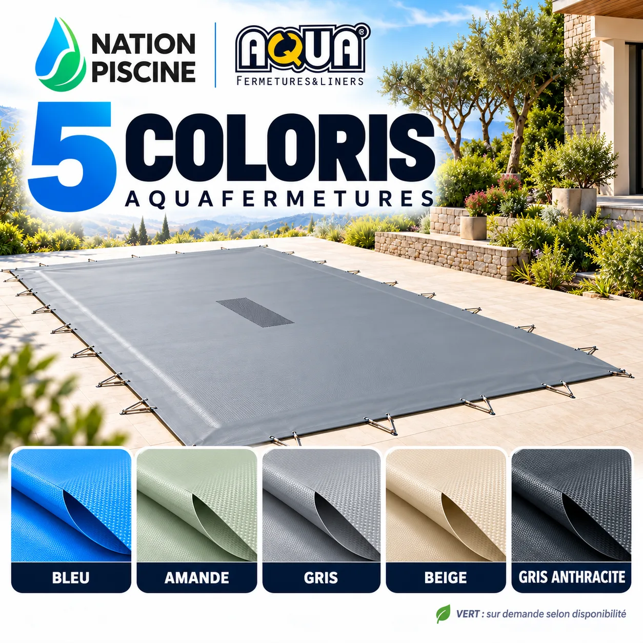 Coloris bâche d’hivernage sur mesure Aquafermetures