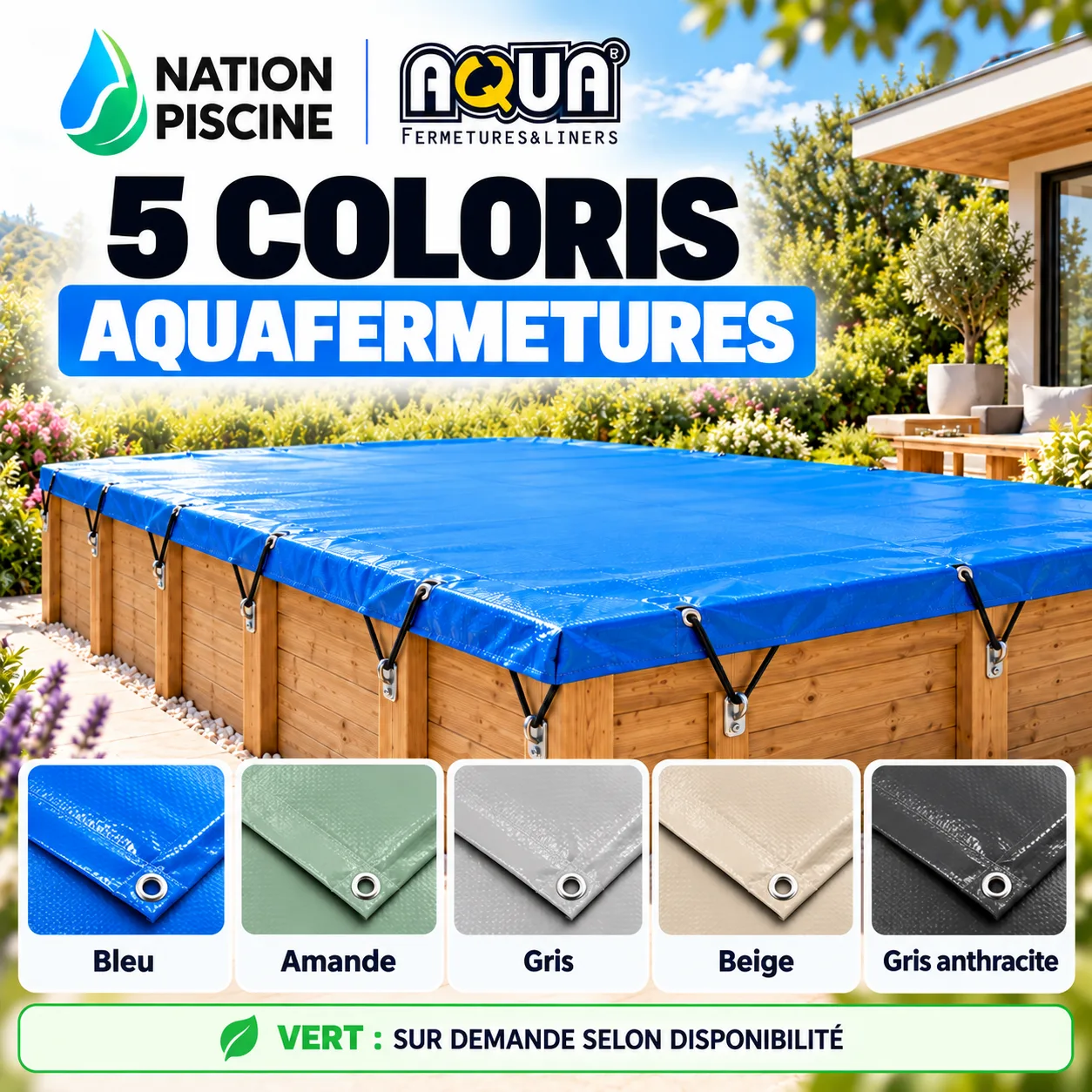Coloris bâche d’hivernage piscine bois hors-sol Aquafermetures