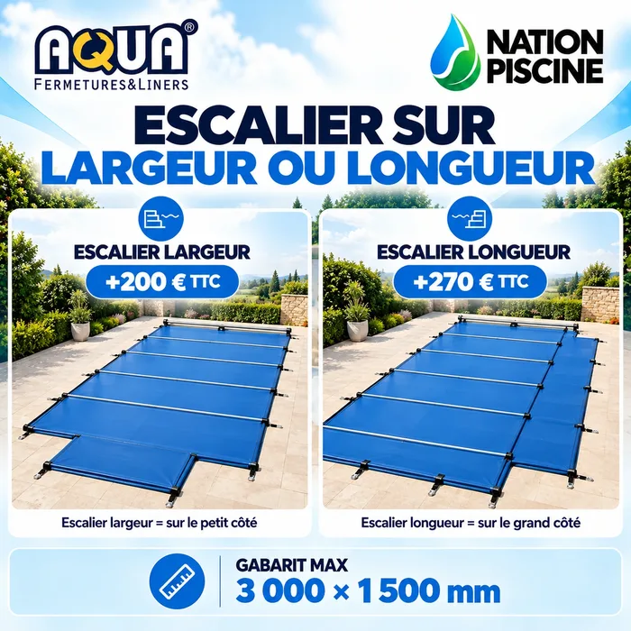 Escalier largeur et longueur couverture Grand Vent motorisée Twisty