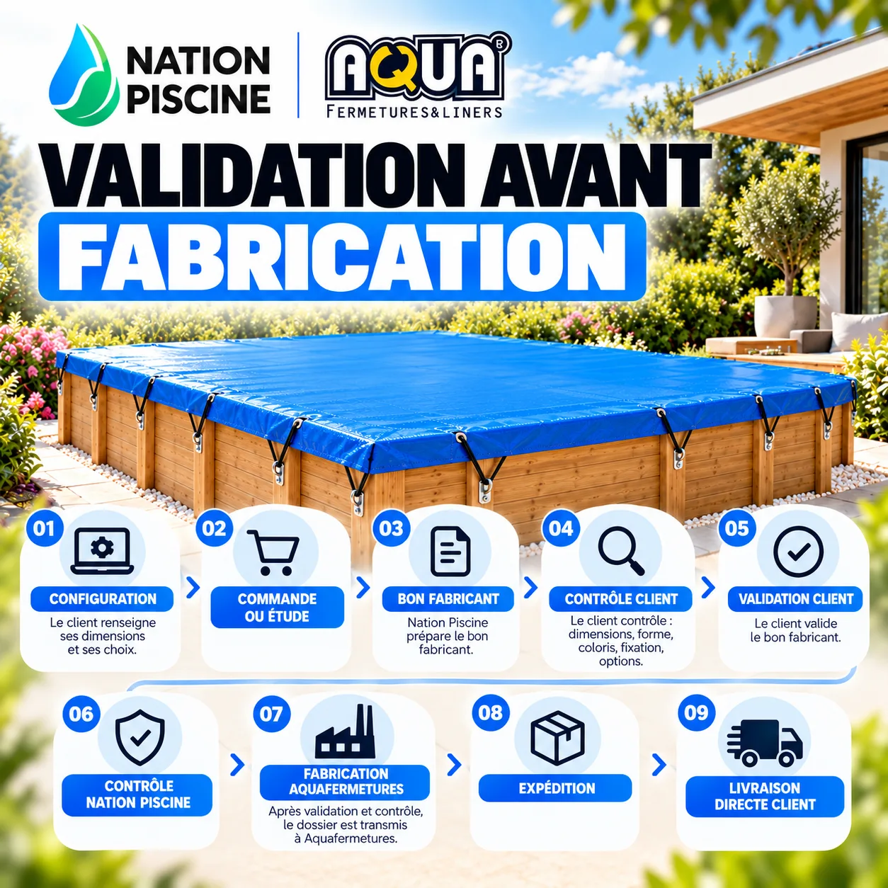 Validation avant fabrication bâche d’hivernage piscine bois Aquafermetures
