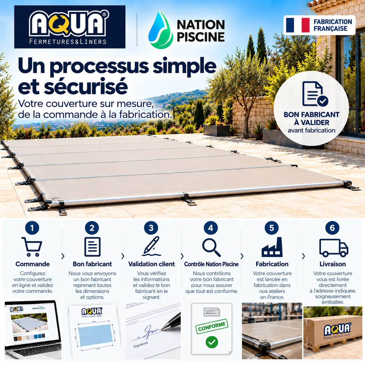 Validation du bon avant fabrication couverture Grand Vent Aquafermetures